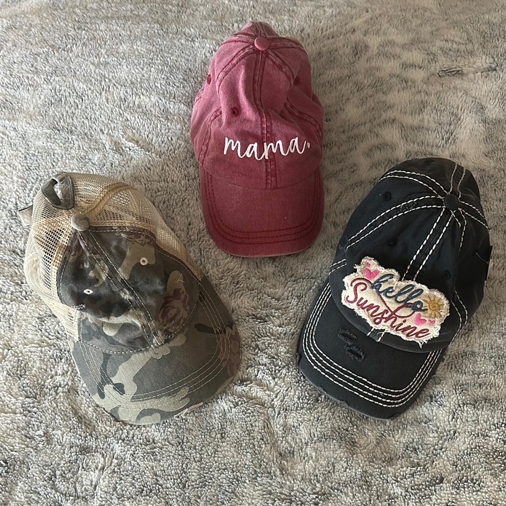 Women's Casual Hat Trio - Pink, Black, and Camouflage